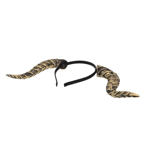 MOTHNUR Halloween Teufelshorn Stirnband Goldfarben Abnehmbar Gothic Kopfstück Komfortabel Für Karneval Cosplay Party Kostüm Zubehör von MOTHNUR