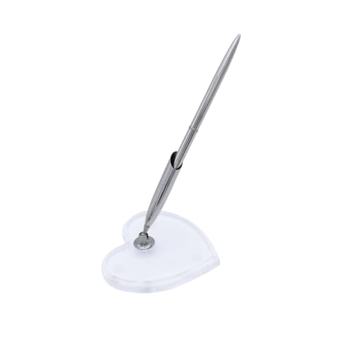 MOTHNUR Hochzeit Feder mit Silbernem Kugelschreiber und Drehbarem Herz Stifthalter Stilvoller Empfang Stift für Unterschrift bei Braut Verlobung Feier von MOTHNUR