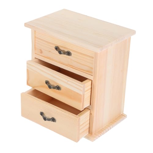 MOTHNUR Holz Organizer für Schreibtisch Modernes Dreistöckiges Miniatur Aufbewahrungsbox Vielseitig als Schmuckkästchen Büroschublade Puppenhaus Möbel Zubehör Nachhaltiges Holzdesign von MOTHNUR