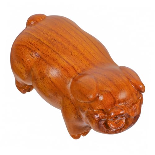 MOTHNUR Holzfigur Schwein Handgeschnitzt Dekoratives Ornament aus Holz Deko für Büro und Zuhause Passend zu Rustikalem und Modernem von MOTHNUR
