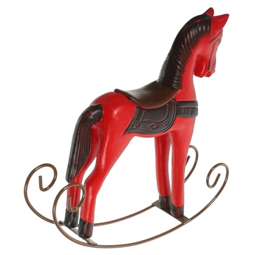 MOTHNUR Holzpferd Dekoration Holzfigur Tisch Ornament mit Stabilem Stand Cartoon Design Weihnachts deko für Wohnzimmer und Schreibtisch Handgefertigte Kleine Holzpferd Figur Farbig Bemalt von MOTHNUR
