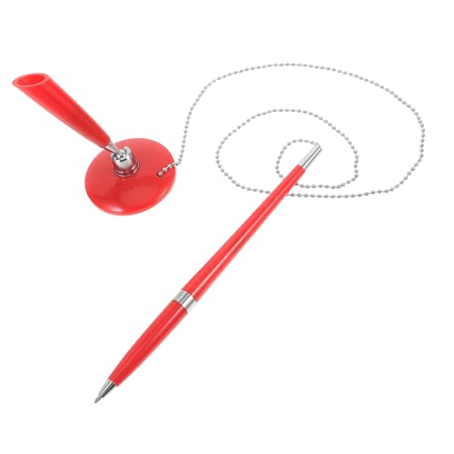 MOTHNUR Hotel Business Kugelschreiber mit Kette Stehendes Design Praktischer Schreibtisch Stift für Büro Empfang Bank Roter Desktop Signaturstift Leicht Austauschbare Mine Langlebig und von MOTHNUR