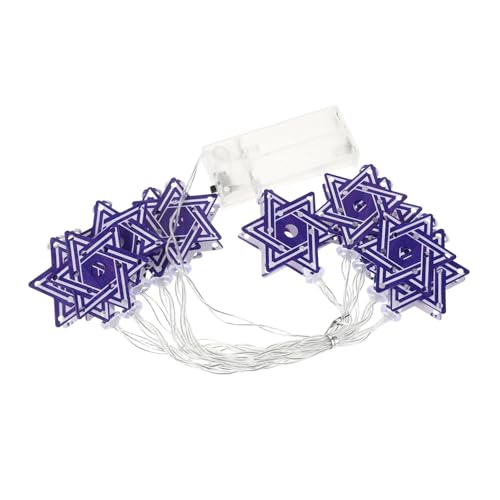 MOTHNUR LED Hanukkah Lichterkette mit Star Of David Motiv Blaue und Weiße Leds Batteriebetriebene Festbeleuchtung für Innen und Außen Dekorative Jüdische Chanukka Lichter für Garten und von MOTHNUR