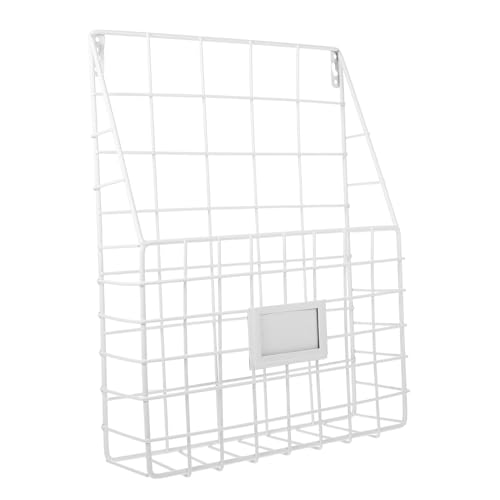 MOTHNUR Metall Wandmontierter Zeitungshalter Drahtgitter Organizer Leicht Wandregal Magazinhalter Büro Bücherregal Haushaltsbuchständer Weiß von MOTHNUR