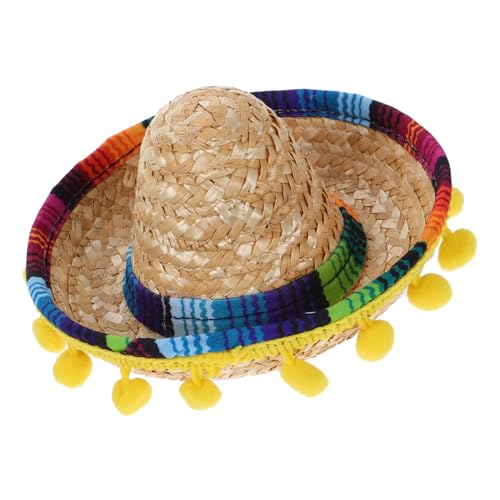 MOTHNUR Mini Mexikanischer Sombrero Partyhut mit Kinnband Leichte Handgefertigte Mini Partyhüte für Frauen Hunde und Katzen Bunte Fiesta Haarschmuck Accessoires für Geburtstags und von MOTHNUR
