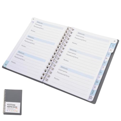 MOTHNUR Passwortbuch mit Spiralbindung und Alphabetischem Register Kleines Notizbuch für Passwortverwaltung Praktische Adress und Webseitenübersicht Handliches Notizbuch für Büro und von MOTHNUR