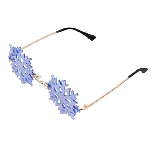 MOTHNUR Schneeflocken Sonnenbrille mit Goldenem Rahmen Lustige Partybrille für Weihnachten und Karneval Leichte Bequeme Foto Requisite für Erwachsene von MOTHNUR