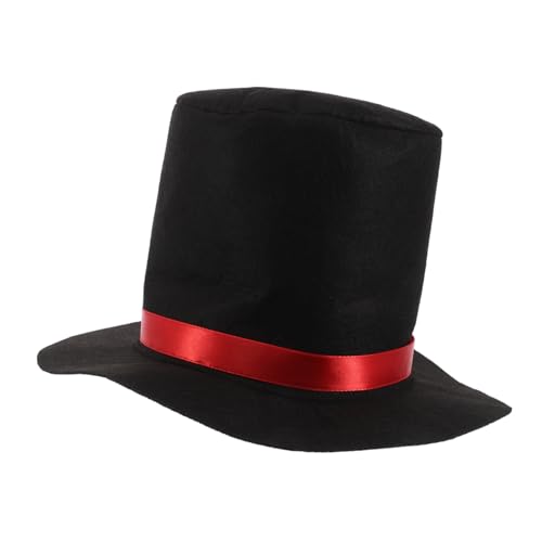 MOTHNUR Schneemann Hut mit Rotem Band Festliche Weihnachtsmütze Schwarz Minimalistisch Charmant für Damen Herren Weihnachtsfeier Winterevent Vielseitig Bequem von MOTHNUR