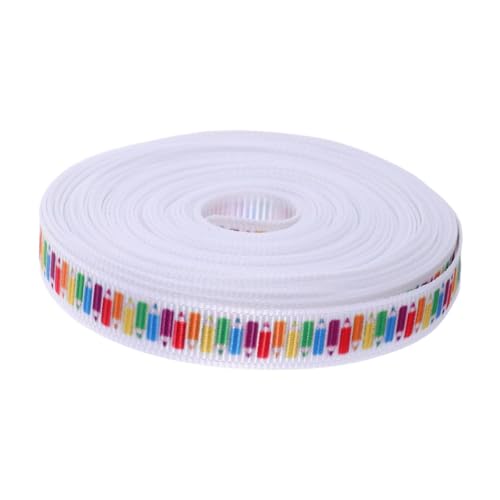 MOTHNUR Schulband Bleistiftmuster -Stoffband bedrucktes Band Klassenzimmer -Dekorband Geschenkband zum Geburtstag Back to School Party Ribbon Bandband Zurück zum Schulkranzband Polyester von MOTHNUR