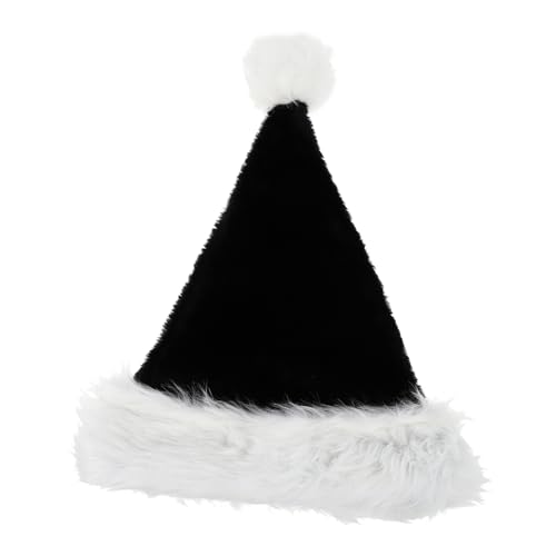 MOTHNUR Schwarze Plüsch Weihnachtsmütze Cosplay Partyhut Halloween Festliche Kopfbedeckung Rutschfest für Karneval und Kostümpartys von MOTHNUR