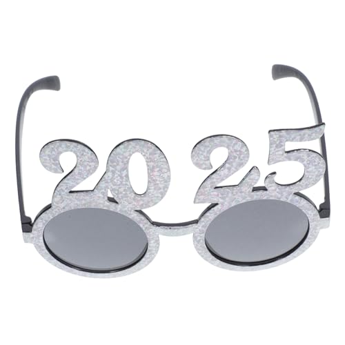 MOTHNUR Silvester Partybrille Silber Zahlen Brille Lustige Festival Brillen Eyewear für Erwachsene Karneval Neujahrsdeko und Fotorequisiten von MOTHNUR