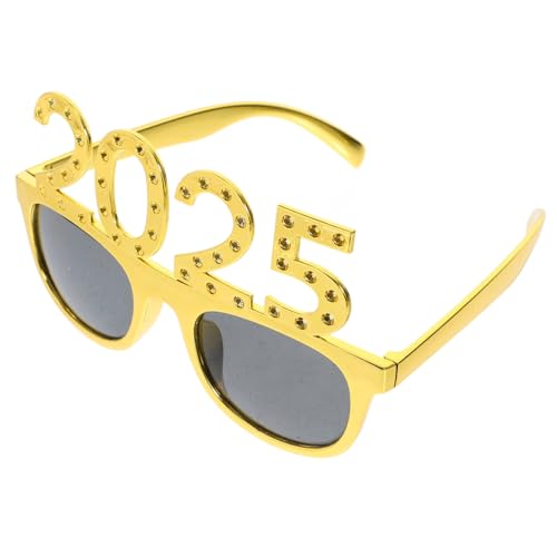 MOTHNUR Silvester Partybrille mit Goldfarbenem mit Funkelnden Strasssteinen Besetztem Quadratischem Rahmen Ausgefallene Foto Requisite für Jahreswechsel Abschlussfeier und Firmenfeier von MOTHNUR