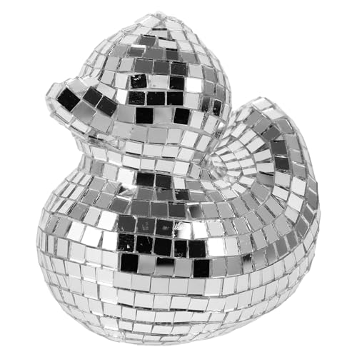 MOTHNUR Spiegelnde Disco Ente Glasfigur Silberfarben Reflektierend Dekorative Enten deko für Partys Festivals Zuhause und Events Wie Geburtstage und Hochzeiten von MOTHNUR
