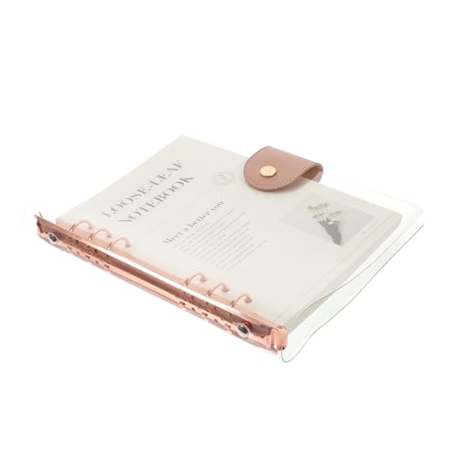 MOTHNUR Transparentes Ringbuch Notizbuch mit Abnehmbaren Linierten Innenseiten in Roségold Wiederverwendbares Planer Notizblock für Schüler und Persönliche Organisation von MOTHNUR