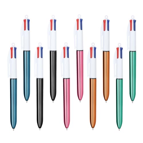 MOTIBACK 10 Stück 4 Farben Kugelschreiber, 4 In 1 Kugelschreiber Mehrfarbig 1,0 mm für Büro-Schulbedarf, Schüler, Kinder, Geschenk von MOTIBACK