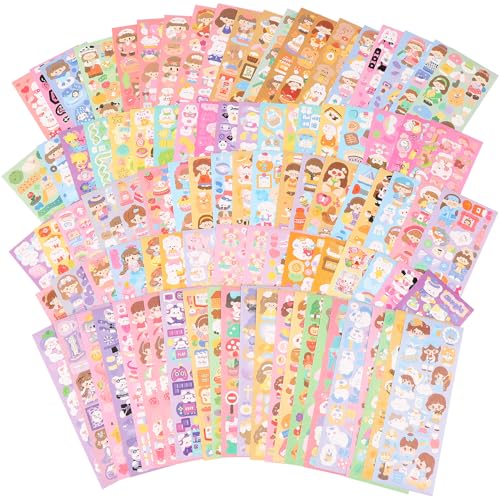 MOTIBACK 100 Pcs Cute Cartoon Stickers, Wasserdicht, Ideale Dekoration für Laptop, Wasserflasche, Handy Für Kinder, Jugendliche und Liebhaber von Kawaii Stil von MOTIBACK