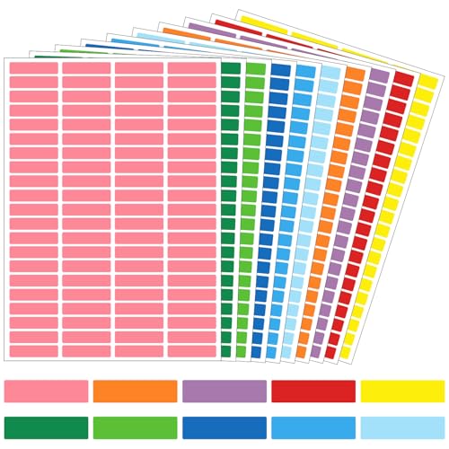 MOTIBACK 1680 Pcs Farbige Etiketten, 20 Blatt Rechteckige Aufkleber, Self Adhesive Farbkodierung Etiketten für Organisation, Büro, Schule und Zuhause, Für Damen, Männer und Teenager von MOTIBACK