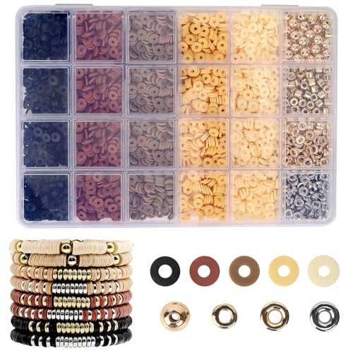 MOTIBACK 24 Farben Braun Serie Clay Perlen Set für Armbänder, DIY Bastelset mit Kleberperlen zum Auffädeln, für Familienaktivität, Geschenke für Weihnachten, Geburtstage und Handwerksprojekte MOTIBACK 24 Farben Braun Serie Clay Perlen Set für Armbänder, DIY Bastelset mit Kleberperlen zum Auffädeln, für Familienaktivität, Geschenke für Weihnachten, Geburtstage und Handwerksprojekte von MOTIBACK