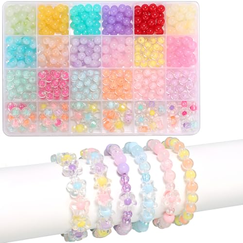 MOTIBACK 24 teiliges Perlen Set, Farbige Kunststoffperlen mit elastischer Schnur, Ideales DIY Set für Kinder, Handarbeitliebhaber und Schmuckgestaltung MOTIBACK 24 teiliges Perlen Set, Farbige Kunststoffperlen mit elastischer Schnur, Ideales DIY Set für Kinder, Handarbeitliebhaber und Schmuckgestaltung von MOTIBACK
