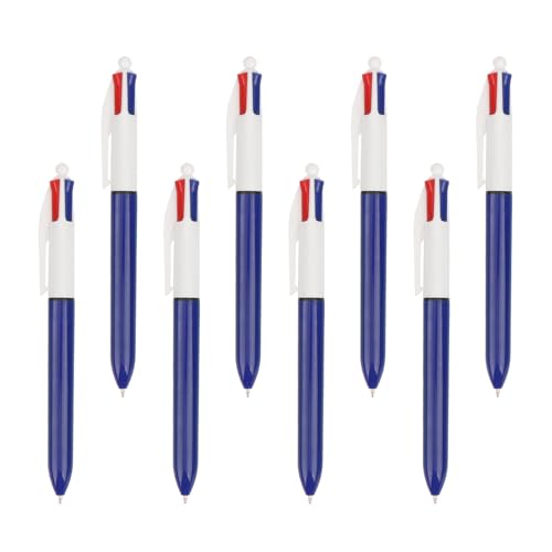 MOTIBACK 4 Farben Kugelschreiber, 8 Stück Mehrfarbiger Kugelschreiber, 1,0 mm Kugelschreiber für das Büro, das Home Office oder die Schule (Dunkelblau) von MOTIBACK