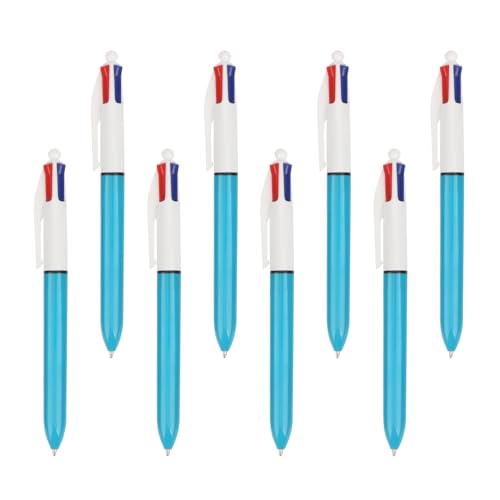 MOTIBACK 4 Farben Kugelschreiber, 8 Stück Mehrfarbiger Kugelschreiber, 1,0 mm Kugelschreiber für das Büro, das Home Office oder die Schule (Hellblau) von MOTIBACK