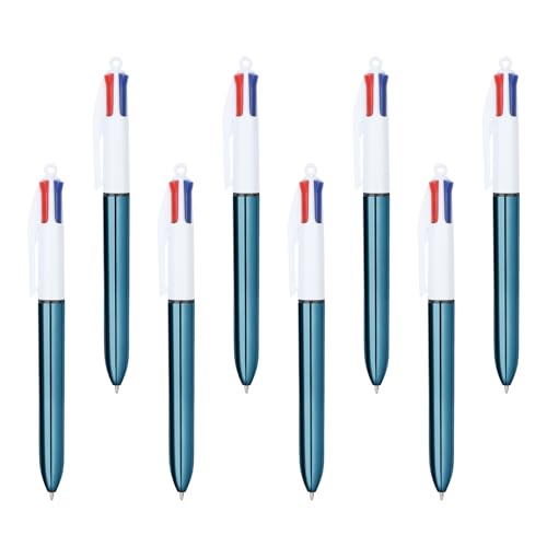 MOTIBACK 8 Stück 4 Farben Kugelschreiber, 4 In 1 Kugelschreiber Mehrfarbig 1,0 mm für Büro-Schulbedarf, Schüler, Kinder, Geschenk(Blau) von MOTIBACK
