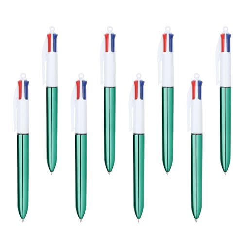 MOTIBACK 8 Stück 4 Farben Kugelschreiber, 4 In 1 Kugelschreiber Mehrfarbig 1,0 mm für Büro-Schulbedarf, Schüler, Kinder, Geschenk(Grün) von MOTIBACK