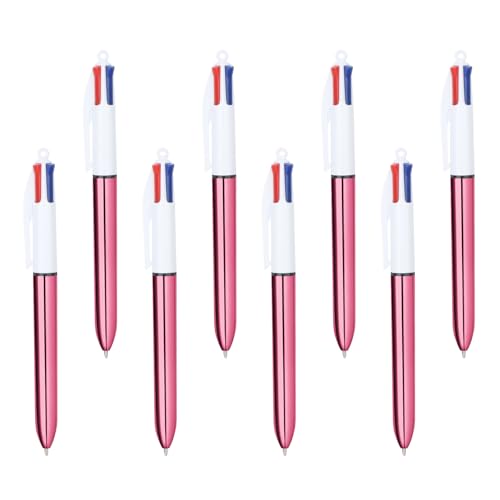 MOTIBACK 8 Stück 4 Farben Kugelschreiber, 4 In 1 Kugelschreiber Mehrfarbig 1,0 mm für Büro-Schulbedarf, Schüler, Kinder, Geschenk(Rosa) von MOTIBACK