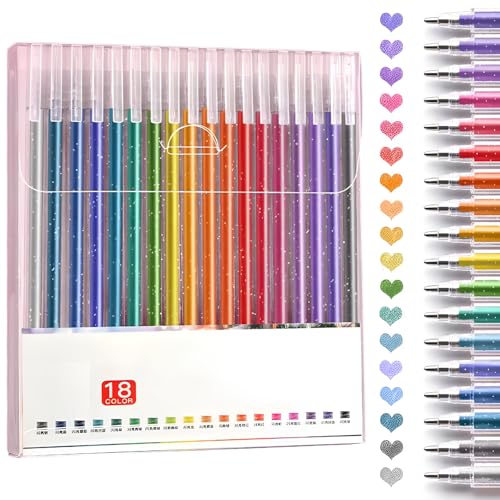 MOTIBACK Glitzer Gelstifte, Glitzerstifte für Erwachsene und Kinder zum Markieren, Zeichnen, Schreiben geeignet, Leuchtende Glitzer Kugelschreiber Set, Glitzerstifte Mädchen, 18 Stück MOTIBACK Glitzer Gelstifte, Glitzerstifte für Erwachsene und Kinder zum Markieren, Zeichnen, Schreiben geeignet, Leuchtende Glitzer Kugelschreiber Set, Glitzerstifte Mädchen, 18 Stück von MOTIBACK