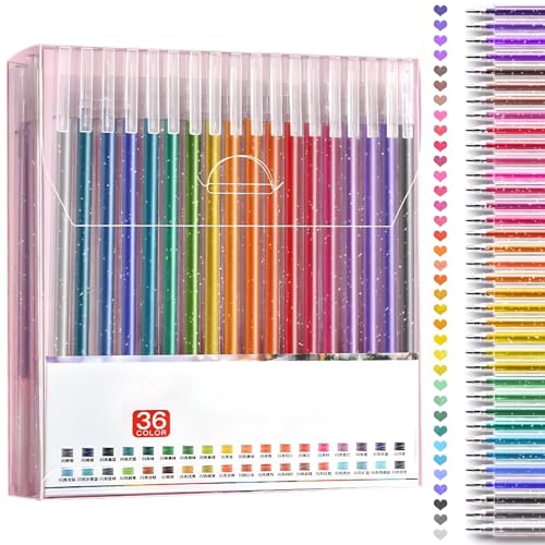 MOTIBACK Glitzer Gelstifte, Glitzerstifte für Erwachsene und Kinder zum Markieren, Zeichnen, Schreiben geeignet, Leuchtende Glitzer Kugelschreiber Set, Glitzerstifte Mädchen, 36 Stück MOTIBACK Glitzer Gelstifte, Glitzerstifte für Erwachsene und Kinder zum Markieren, Zeichnen, Schreiben geeignet, Leuchtende Glitzer Kugelschreiber Set, Glitzerstifte Mädchen, 36 Stück von MOTIBACK