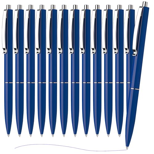 MOTIBACK Kugelschreiber Set 12 Stück Metall Kugelschreiber Hochwertig mit Stahlclip - 1.0mm Schwarze Tinte für Büro Schule Geschenk (Blau) von MOTIBACK