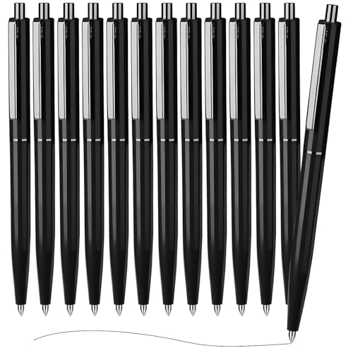 MOTIBACK Kugelschreiber Set 12 Stück Metall Kugelschreiber Hochwertig mit Stahlclip - 1.0mm Schwarze Tinte für Büro Schule Geschenk (Schwarz) von MOTIBACK