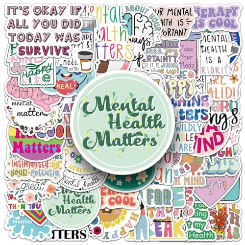 MOTIBACK Mental Health Aufkleber Set 100 Stück Vielfältige Designs, Wasserfeste Vinyl Decals für Laptop, Wasserflasche & mehr, Idealer Geschenk für Jugendliche und Erwachsene von MOTIBACK