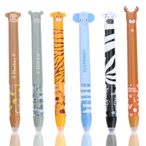 MOTIBACK Radierbarer Kugelschreiber, Set mit 6 Radierbaren Gelstiften mit Thermoempfindlicher Radiertinte Blau und Rot, 0,7mm Spitze, Motive Affe, Nilpferd, Tiger, Elefant, Zebra und Elch (B, 6 stück) MOTIBACK Radierbarer Kugelschreiber, Set mit 6 Radierbaren Gelstiften mit Thermoempfindlicher Radiertinte Blau und Rot, 0,7mm Spitze, Motive Affe, Nilpferd, Tiger, Elefant, Zebra und Elch (B, 6 stück) von MOTIBACK