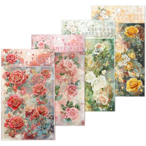 MOTIBACK Vintage Blumenaufkleber, Große Größe, Transparente PET Material, DIY Dekoration für Handys, Notizbücher & Scrapbooking, für Kunsthandwerk Liebhaber & Schüler MOTIBACK Vintage Blumenaufkleber, Große Größe, Transparente PET Material, DIY Dekoration für Handys, Notizbücher & Scrapbooking, für Kunsthandwerk Liebhaber & Schüler von MOTIBACK