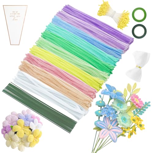 MOTONG 400 Stück Pfeifenreiniger zum Basteln-10 Macaron Farben Pfeifenputzer zum Basteln Pastell zum Chenilledraht, 360 Stück Staubgefäße 20 Stück Blumendraht zum Basteln mit Geschenkband MOTONG 400 Stück Pfeifenreiniger zum Basteln-10 Macaron Farben Pfeifenputzer zum Basteln Pastell zum Chenilledraht, 360 Stück Staubgefäße 20 Stück Blumendraht zum Basteln mit Geschenkband von MOTONG