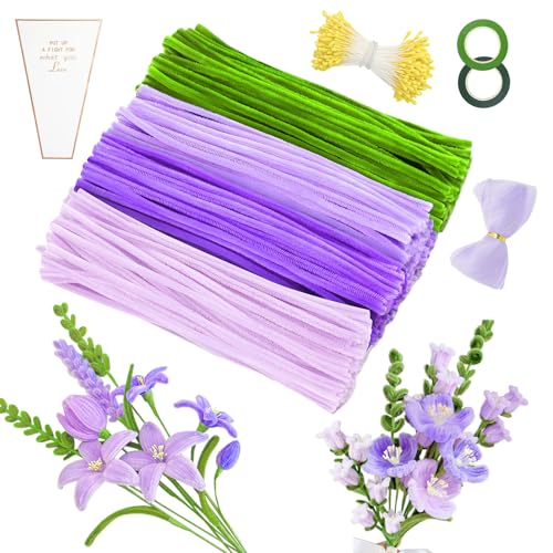 MOTONG 400 Stück Pfeifenreiniger zum Basteln-4 Farben Pfeifenputzer Rosa Lila zum Chenilledraht, 360 Stück Staubgefäße 20 Stück Blumendraht zum Basteln mit Geschenkband Pfeifenputzer Blumen Set MOTONG 400 Stück Pfeifenreiniger zum Basteln-4 Farben Pfeifenputzer Rosa Lila zum Chenilledraht, 360 Stück Staubgefäße 20 Stück Blumendraht zum Basteln mit Geschenkband Pfeifenputzer Blumen Set von MOTONG