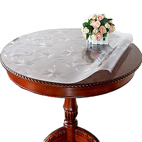 Runde Tischdecke aus PVC, transparent, mit Blumenmuster, transparent, wasserdicht, abwischbar, für Zuhause, Café, 60 cm Durchmesser von MOTT
