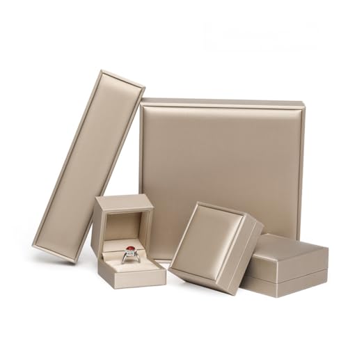 MOTTK Aufbewahrungsbox aus Kunstleder, für Halsketten, Anhänger, Luxus-Schmuck- und Ohrring-Set, Geschenk-Boxen für Geburtstag, Antrag, Verlobung, Hochzeit, Valentinstag (Gold, große Set-Box) von MOTTK