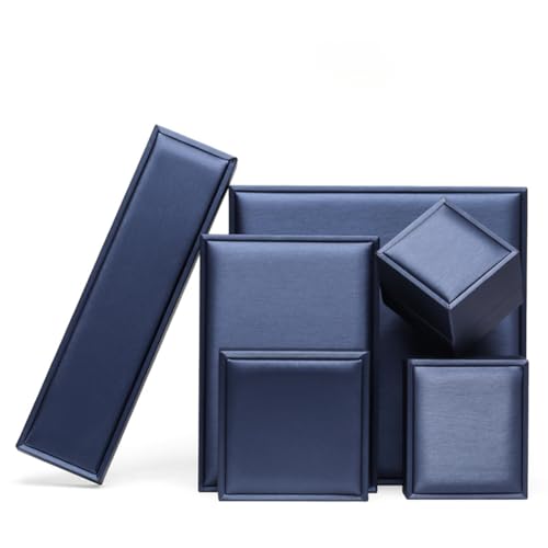 MOTTK Aufbewahrungsbox aus Kunstleder, für Halsketten, Anhänger, Luxus-Schmuck- und Ohrring-Set, Geschenk-Boxen für Geburtstag, Antrag, Verlobung, Hochzeit, Valentinstag (blau, kleine Set-Box) von MOTTK