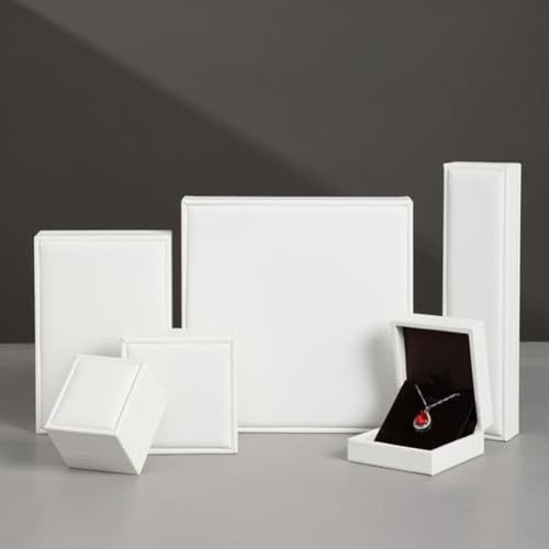 MOTTK Aufbewahrungsbox aus Kunstleder, für Halsketten, Anhänger, Luxus-Schmuck- und Ohrring-Set, Geschenk-Boxen für Geburtstag, Antrag, Verlobung, Hochzeit, Valentinstag (weiß, kleine Set-Box) von MOTTK