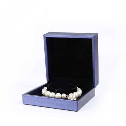 MOTTK Aufbewahrungsbox aus Kunstleder für Halsketten, Anhänger, Ohrringe, luxuriös, weiche Kette, Schmuck-Aufbewahrungsboxen, Schmuckhalter (Blau, Armband-Box) von MOTTK