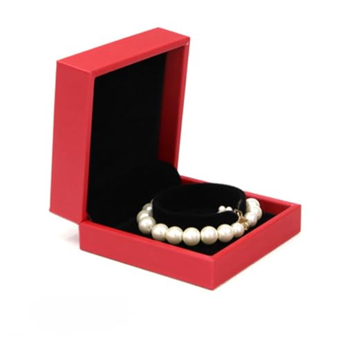 MOTTK Aufbewahrungsbox aus Kunstleder für Halsketten, Anhänger, Ohrringe, luxuriös, weiche Kette, Schmuck-Aufbewahrungsboxen, Schmuckhalter (rot, Armband-Box) von MOTTK