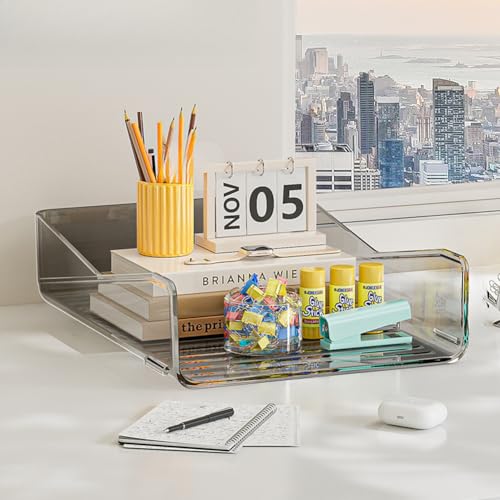 MOTTK Papier-Briefablage, stapelbare Briefablage, Büro-Schreibtisch, Papier-Organizer, Dokumentenablage, Schreibtisch-Magazin-Aufbewahrung, Organizer für Zuhause (Schwarz, 23,7 x 32,5 x 7,6 cm - 1) von MOTTK