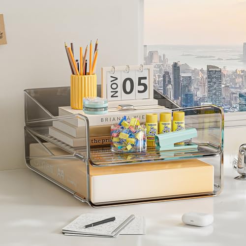MOTTK Papier-Briefablage, stapelbare Briefablage, Büro-Schreibtisch, Papier-Organizer, Dokumentenablage, Schreibtisch-Magazin-Aufbewahrung, Organizer für Zuhause (Schwarz, 23,7 x 32,5 x 7,6 cm - 2) von MOTTK