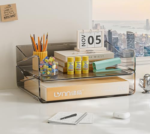 MOTTK Papier-Briefablage, stapelbare Briefablage, Büro-Schreibtisch, Papier-Organizer, Dokumentenablage, Schreibtisch-Magazin-Aufbewahrung, Organizer für Zuhause (Schwarz, 32,5 x 23,7 x 7,6 cm - 2) von MOTTK