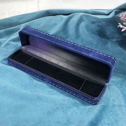 MOTTK Samt-Geschenkbox für Halskette und Anhänger, achteckige Ringboxen, Schmuckaufbewahrung, Präsentationshülle für Hochzeit, Verlobung, Geburtstag, Jahrestag, Zeremonie (Blau, Armband-Box) von MOTTK