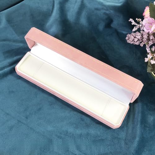 MOTTK Samt-Geschenkbox für Halskette und Anhänger, achteckige Ringboxen, Schmuckaufbewahrung, Präsentationshülle für Hochzeit, Verlobung, Geburtstag, Jahrestag, Zeremonie (Rosa, Armband-Box) von MOTTK