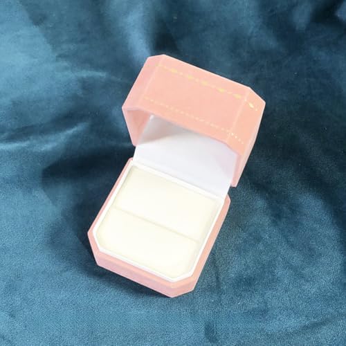 MOTTK Samt-Geschenkbox für Halskette und Anhänger, achteckige Ringboxen, Schmuckaufbewahrung, Präsentationshülle für Hochzeit, Verlobung, Geburtstag, Jahrestag, Zeremonie (Rosa, Ringbox) von MOTTK