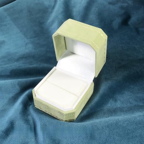 MOTTK Samt-Geschenkbox für Halskette und Anhänger, achteckige Ringboxen, Schmuckaufbewahrung, Präsentationshülle für Hochzeit, Verlobung, Geburtstag, Jahrestag, Zeremonie (grün, Ringbox) von MOTTK